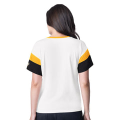 Pittsburgh Penguins G-III 4Her by Carl Banks Women's Rink Oversized Rhinestone V-Neck T-Shirt White