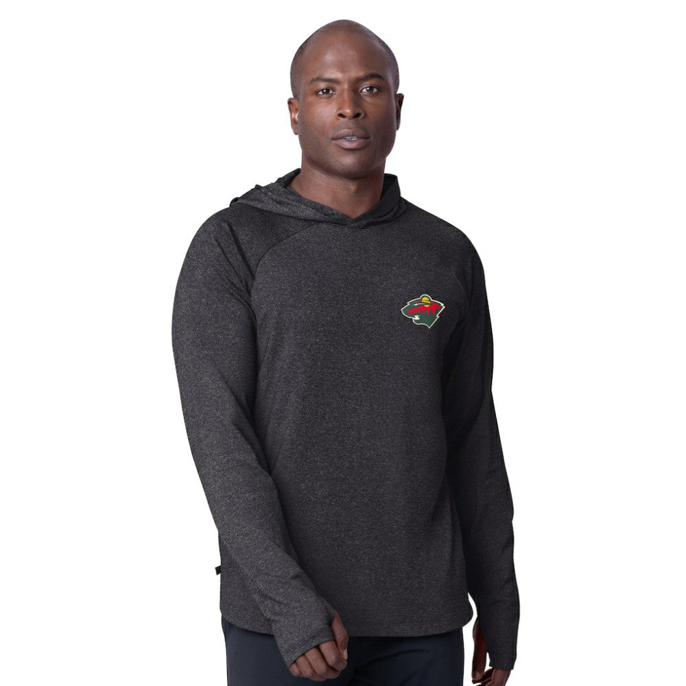 Minnesota Wild MSX by Michael Strahan Fast Track Raglan Long Sleeve Hoodie T-Shirt Black