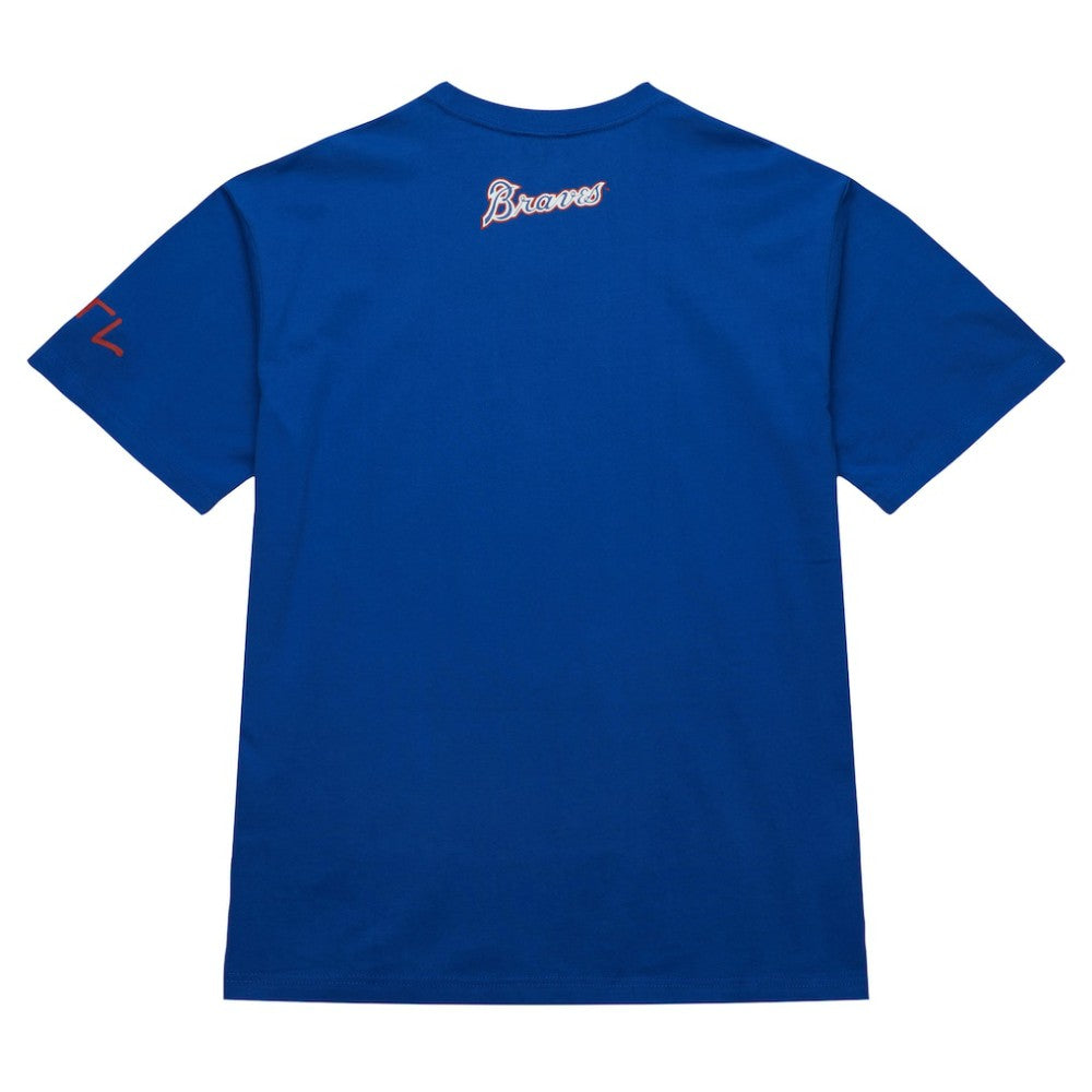 Hank Aaron Atlanta Braves Cooperstown Collection Heavyweight Premium Player Vintage Logo T-Shirt Royal | Mitchell & Ness