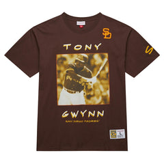 Tony Gwynn San Diego Padres Cooperstown Collection Heavyweight Premium Player Vintage Logo T-Shirt Brown | Mitchell & Ness