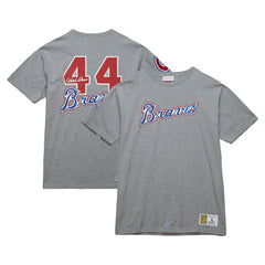 Hank Aaron Atlanta Braves Cooperstown Collection Legends T-Shirt Heather Gray | Mitchell & Ness