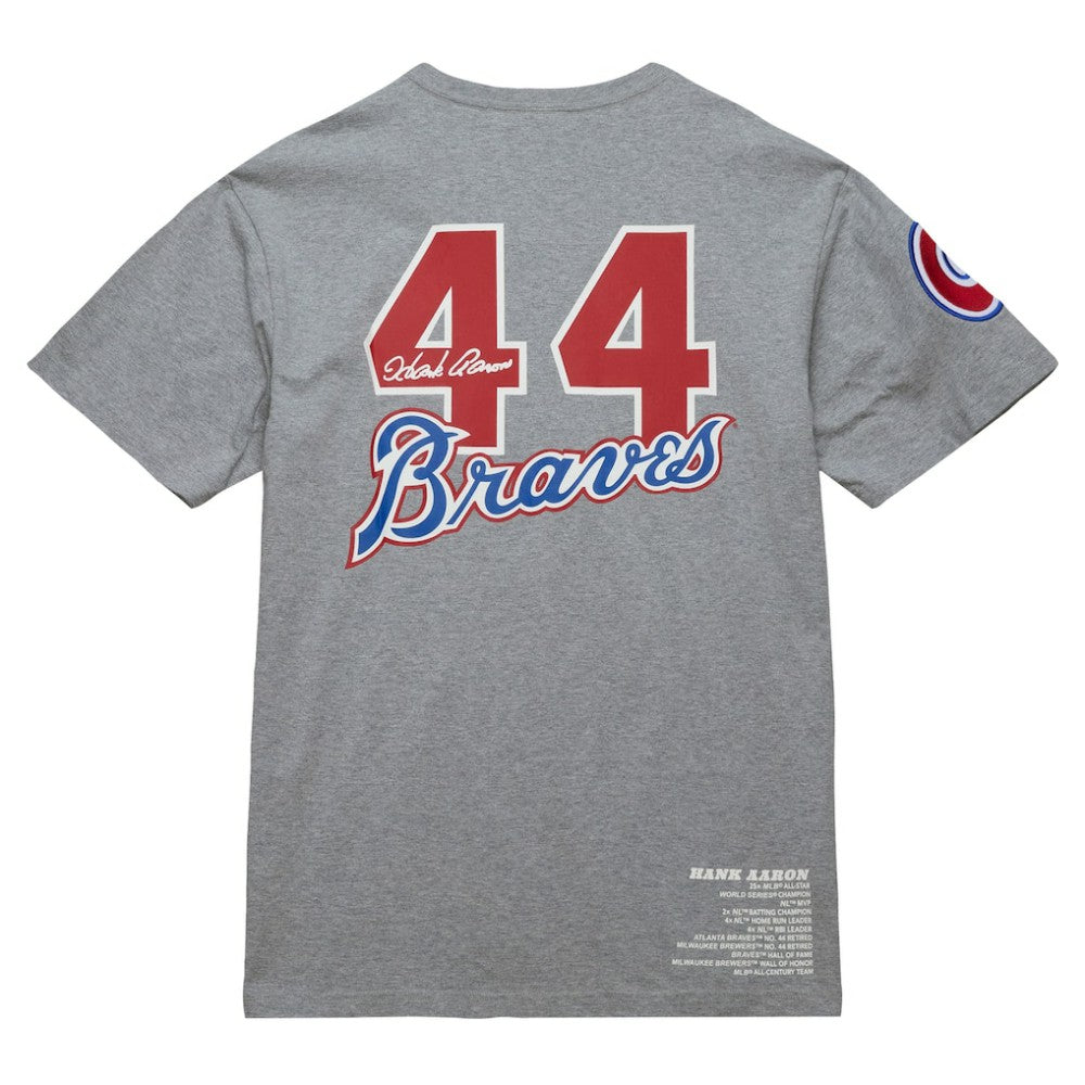Hank Aaron Atlanta Braves Cooperstown Collection Legends T-Shirt Heather Gray | Mitchell & Ness