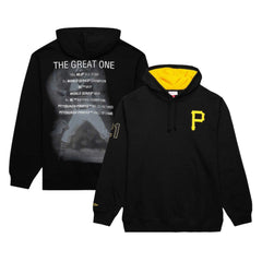 Roberto Clemente Pittsburgh Pirates Vintage Logo Name & Number Pullover Hoodie Black | Mitchell & Ness