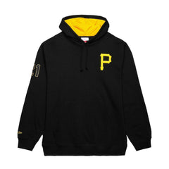 Roberto Clemente Pittsburgh Pirates Vintage Logo Name & Number Pullover Hoodie Black | Mitchell & Ness