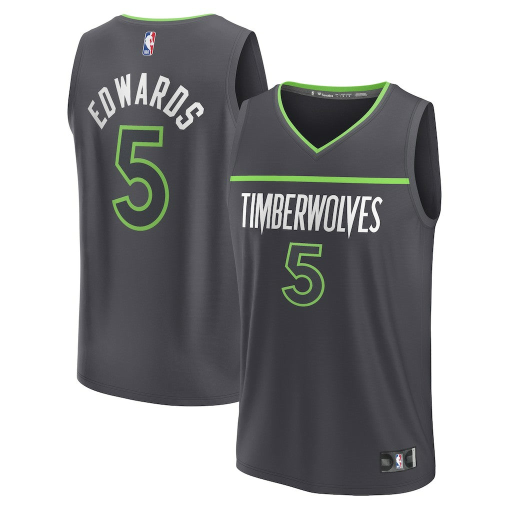 Anthony Edwards Minnesota Timberwolves Fast Break Replica Player Jersey - Statement Edition - Anthracite