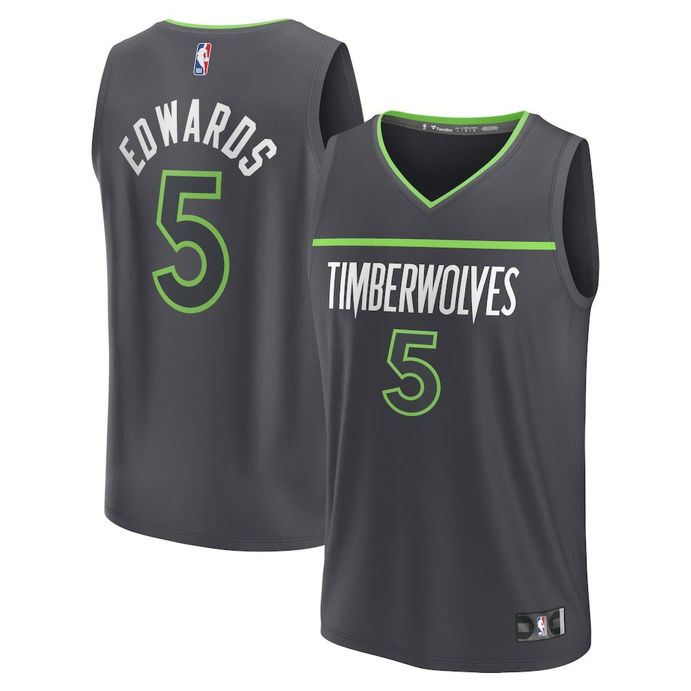 Anthony Edwards Minnesota Timberwolves Fast Break Replica Player Jersey - Statement Edition - Anthracite