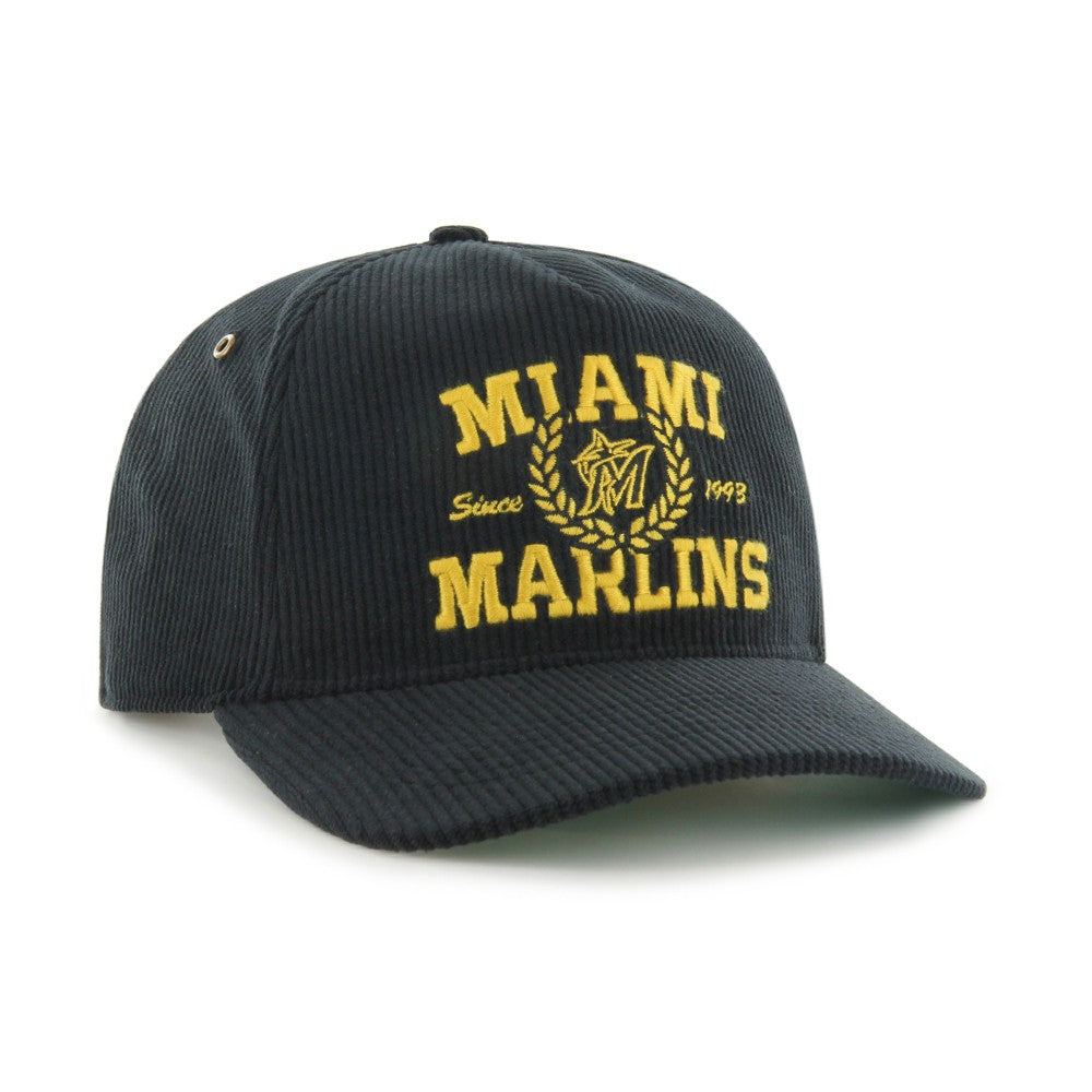 Miami Marlins Laurus Corduroy Hitch Snapback Hat Black | 47 brand