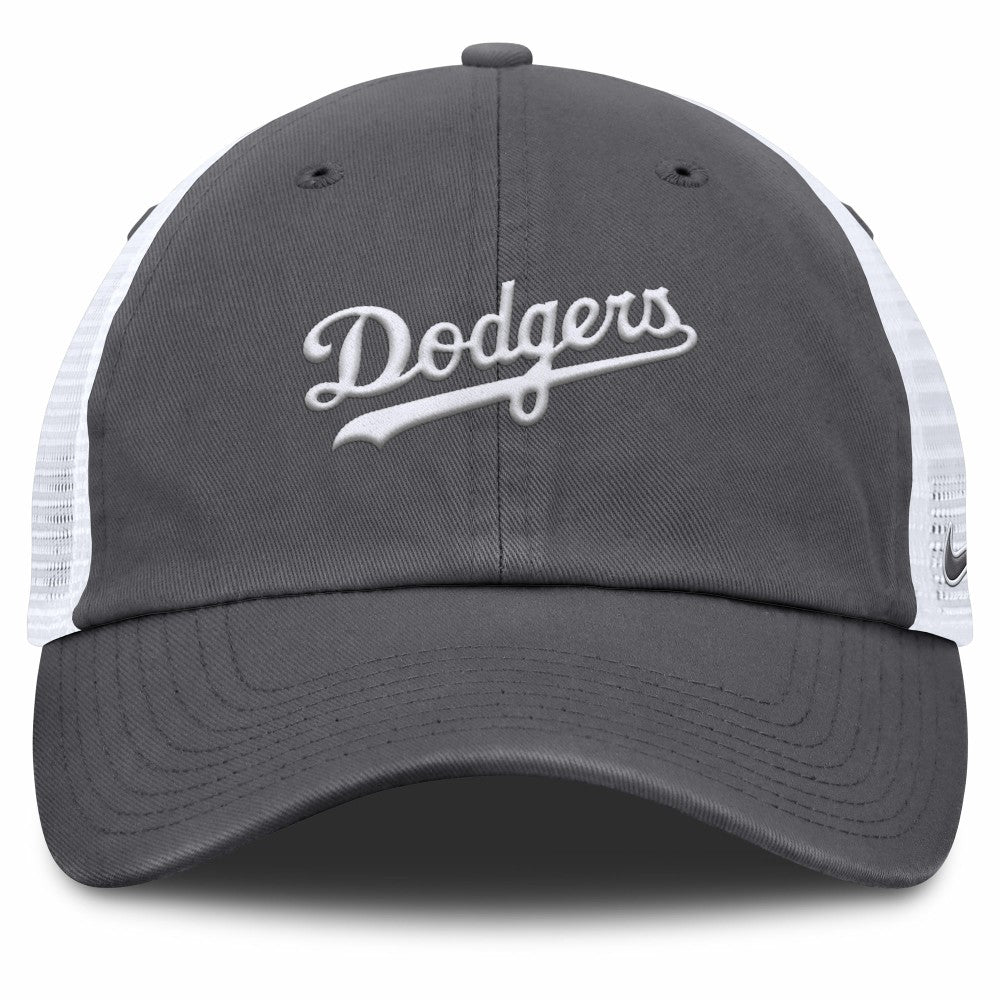 Los Angeles Dodgers Wordmark Club Adjustable Trucker Hat Gray | Nike