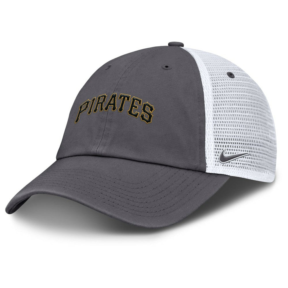 Pittsburgh Pirates Wordmark Club Adjustable Trucker Hat Gray | Nike