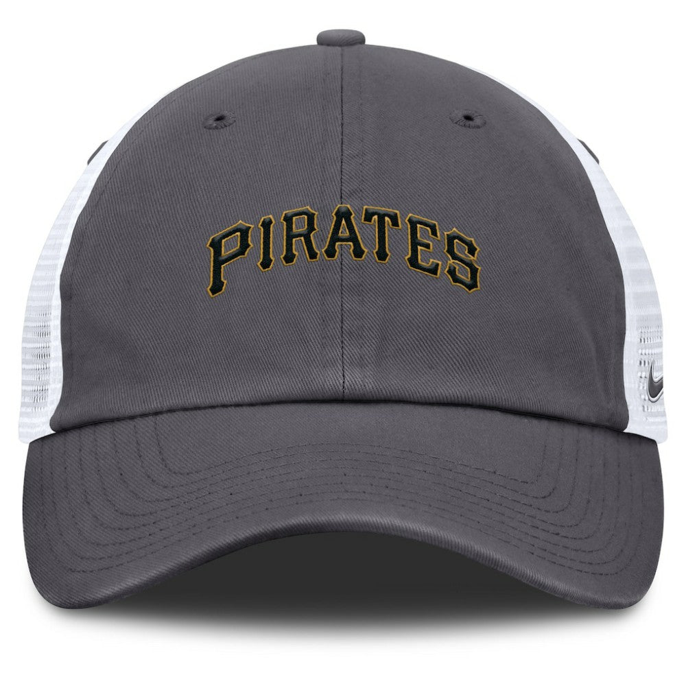Pittsburgh Pirates Wordmark Club Adjustable Trucker Hat Gray | Nike