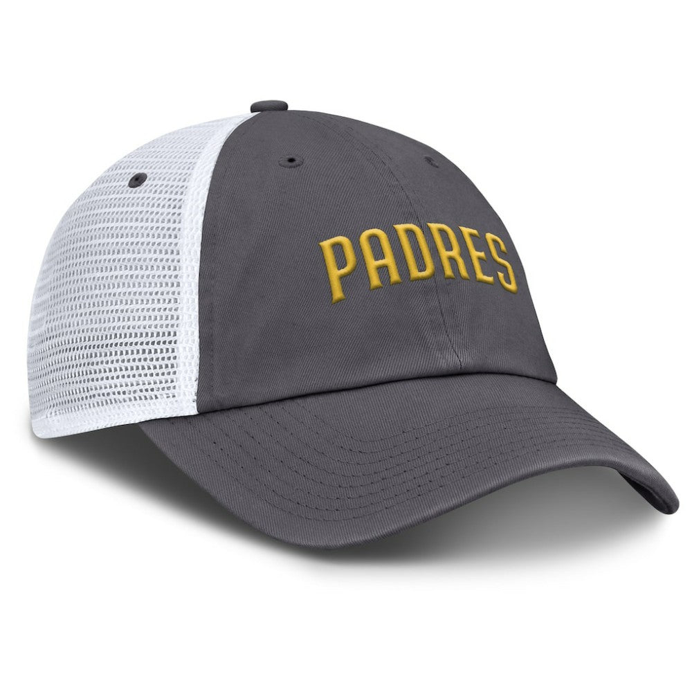 San Diego Padres Wordmark Club Adjustable Trucker Hat Gray | Nike