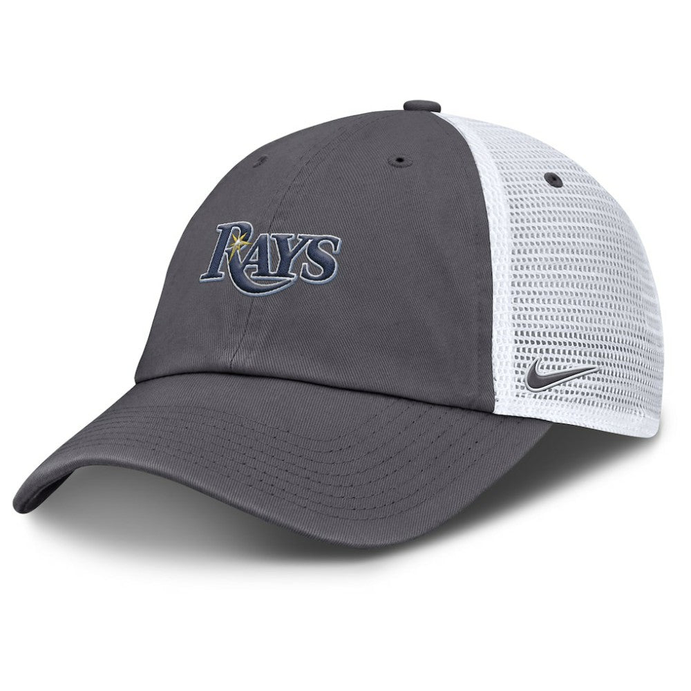 Tampa Bay Rays Wordmark Club Adjustable Trucker Hat Gray | Nike