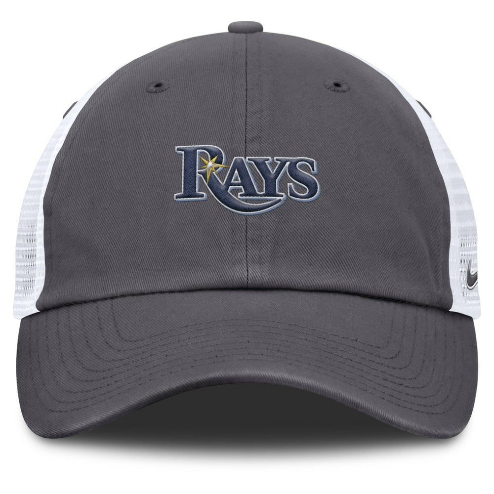 Tampa Bay Rays Wordmark Club Adjustable Trucker Hat Gray | Nike