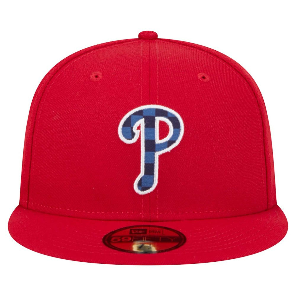 Philadelphia Phillies Checkered Undervisor 59FIFTY Fitted Hat Red | New Era
