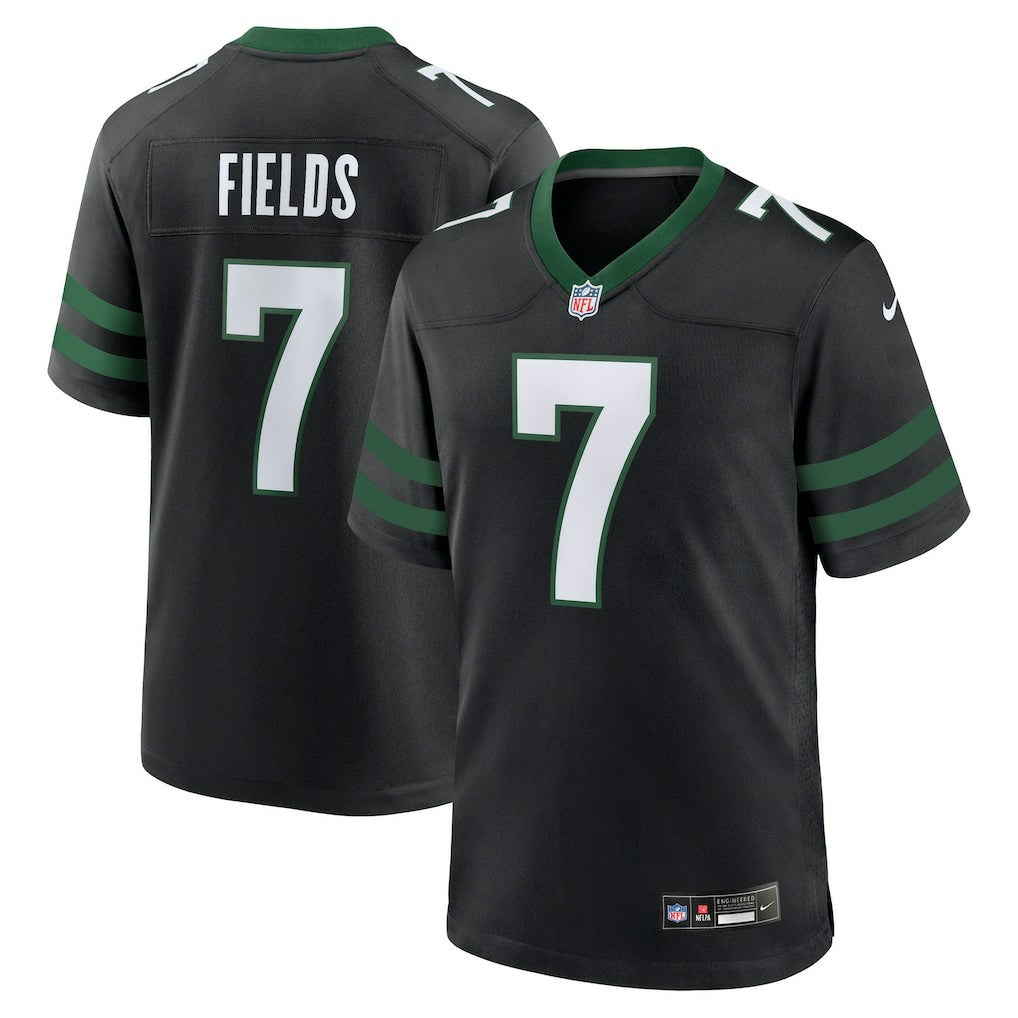 Justin Fields New York Jets Game Jersey - Stealth Black