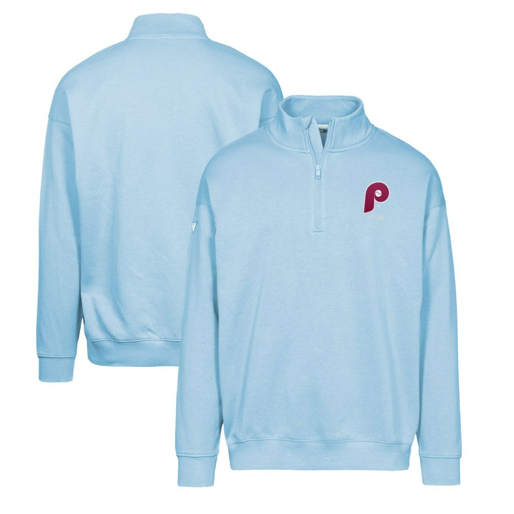 Philadelphia Phillies Levelwear Murray Core Logo Quarter-Zip Pullover Top Light Blue