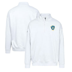 Milwaukee Brewers Levelwear Murray Core Logo Quarter-Zip Pullover Top White