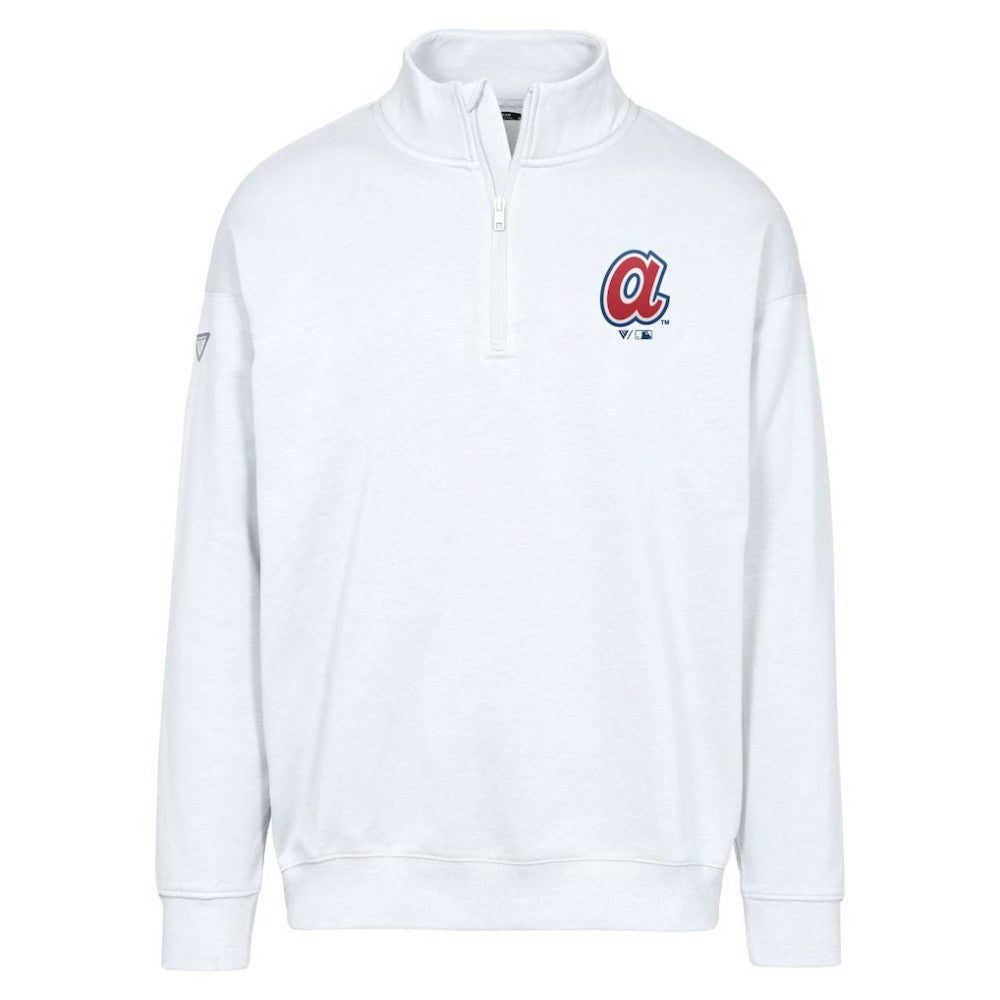 Atlanta Braves Levelwear Murray Core Logo Quarter-Zip Pullover Top White