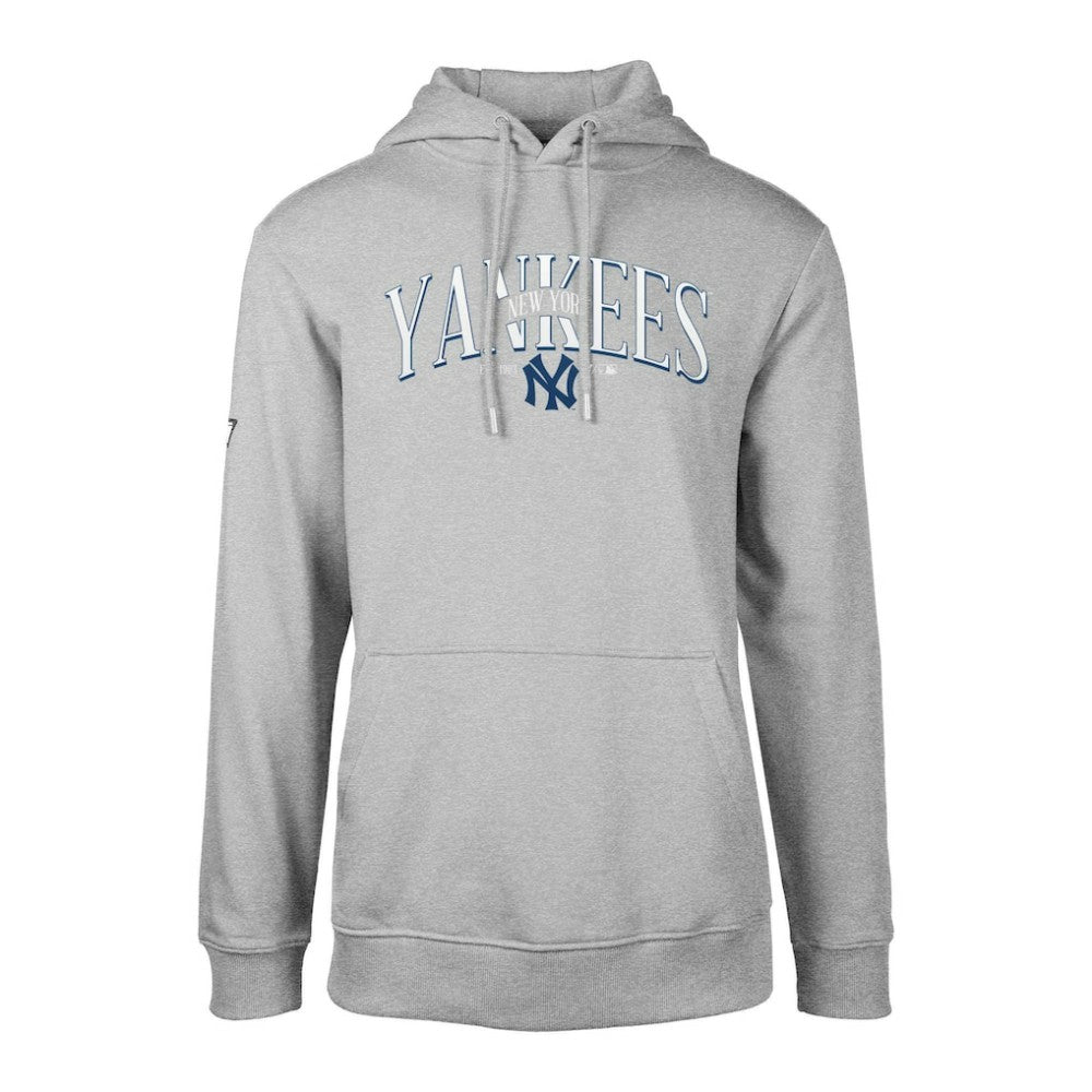New York Yankees Levelwear Cooperstown Collection Podium Retro Spellout Pullover Hoodie Gray