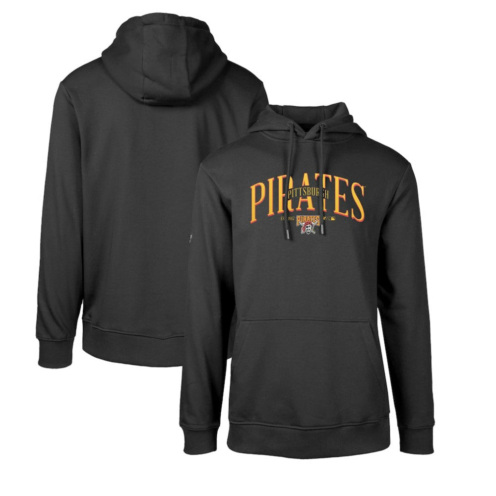 Pittsburgh Pirates Levelwear Cooperstown Collection Podium Retro Spellout Pullover Hoodie Black