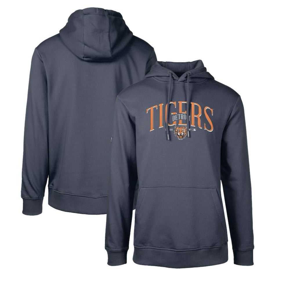 Detroit Tigers Levelwear Cooperstown Collection Podium Retro Spellout Pullover Hoodie Navy