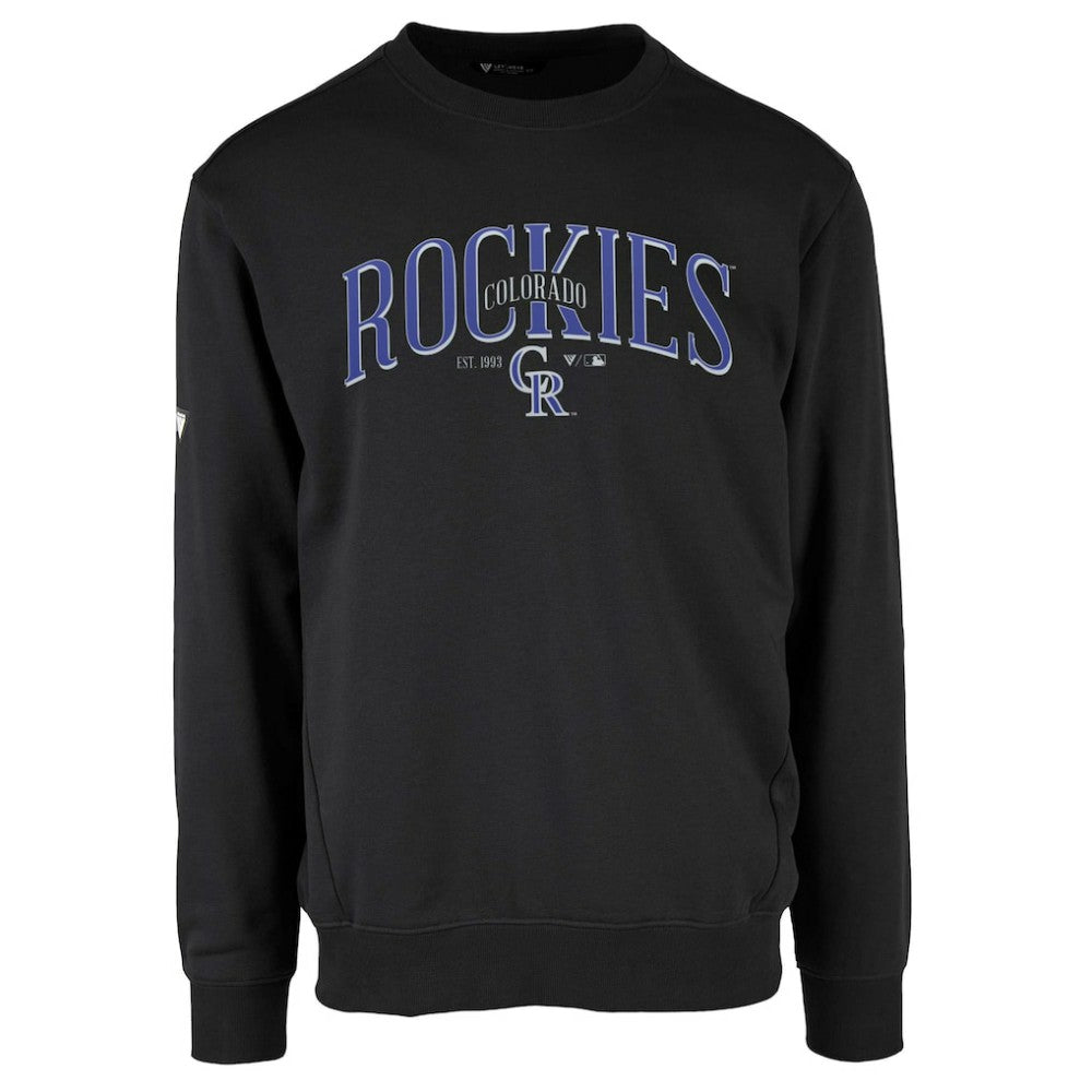Colorado Rockies Levelwear Zane Cooperstown Collection Retro Spellout Pullover Sweatshirt Black