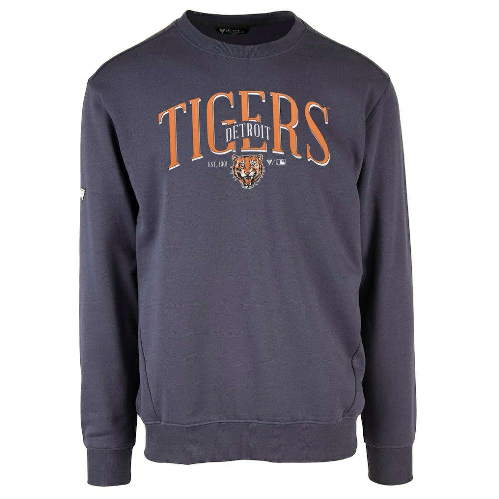 Detroit Tigers Levelwear Zane Cooperstown Collection Retro Spellout Pullover Sweatshirt Navy