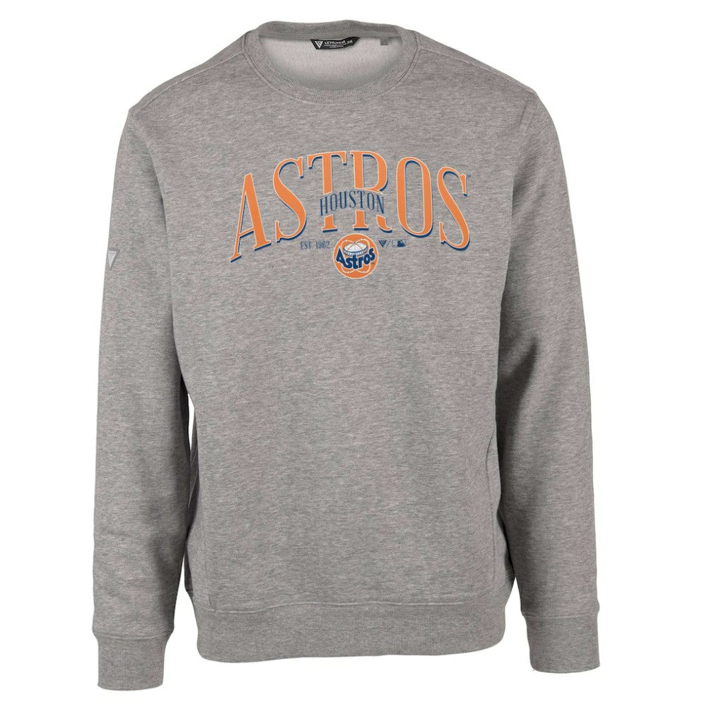 Houston Astros Levelwear Zane Cooperstown Collection Retro Spellout Pullover Sweatshirt Gray