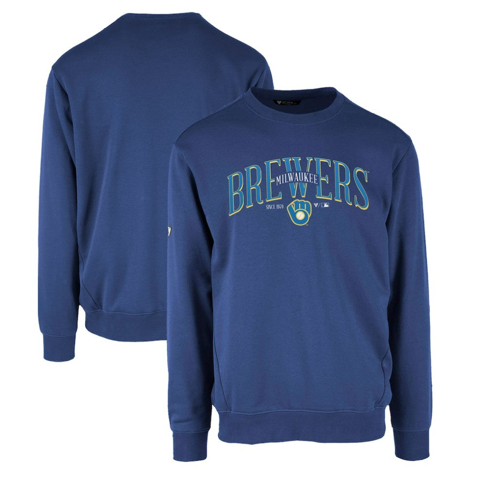Milwaukee Brewers Levelwear Zane Cooperstown Collection Retro Spellout Pullover Sweatshirt Royal