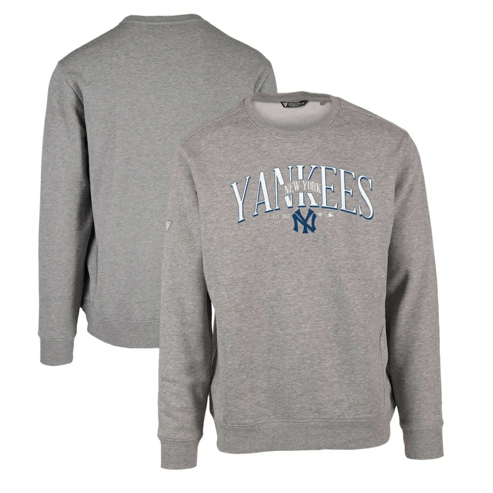 New York Yankees Levelwear Zane Cooperstown Collection Retro Spellout Pullover Sweatshirt Gray