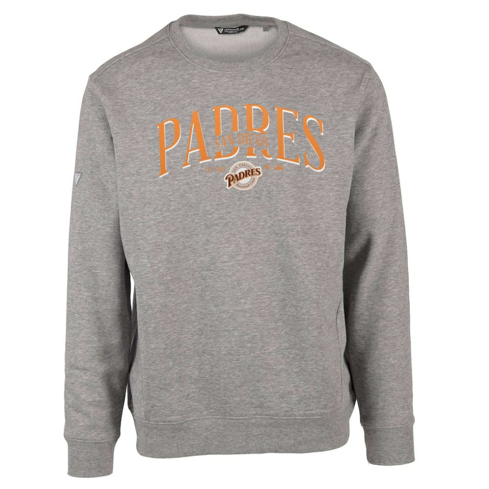 San Diego Padres Levelwear Zane Cooperstown Collection Retro Spellout Pullover Sweatshirt Gray