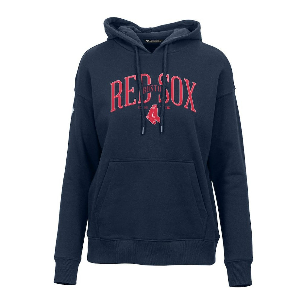 Boston Red Sox Levelwear Women's Adorn Cooperstown Collection Retro Spellout Pullover Hoodie Navy