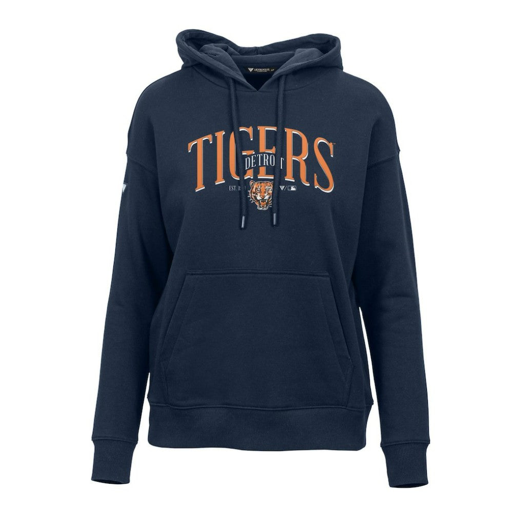 Detroit Tigers Levelwear Women's Adorn Cooperstown Collection Retro Spellout Pullover Hoodie Navy