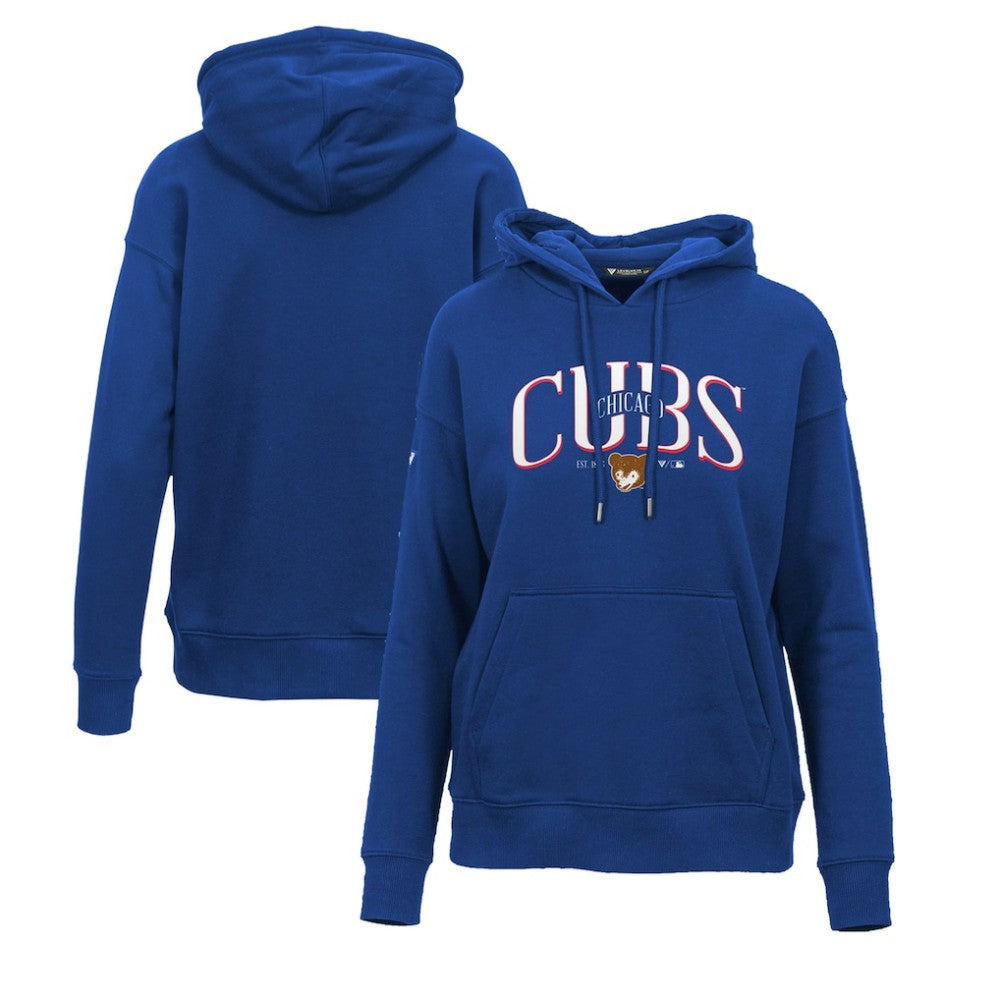 Chicago Cubs Levelwear Women's Adorn Cooperstown Collection Retro Spellout Pullover Hoodie Royal