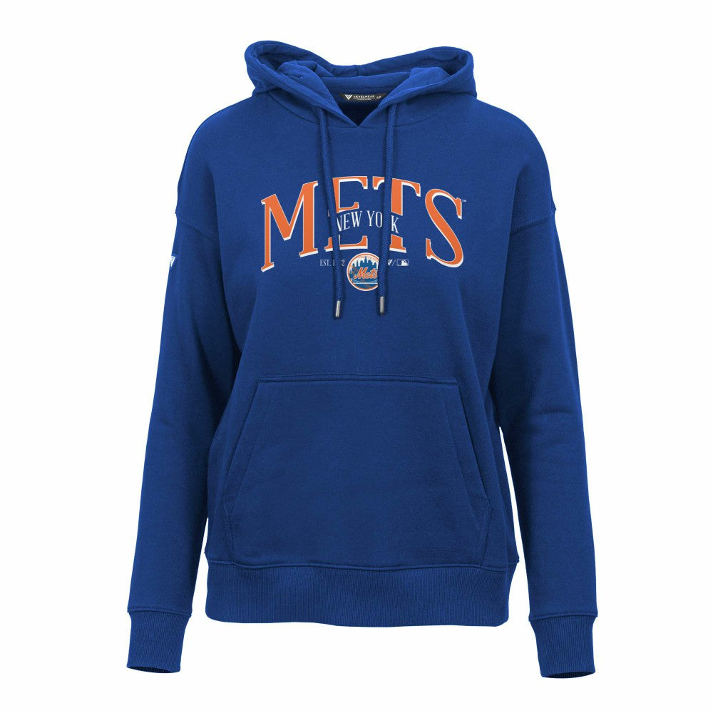 New York Mets Levelwear Women's Adorn Cooperstown Collection Retro Spellout Pullover Hoodie Royal