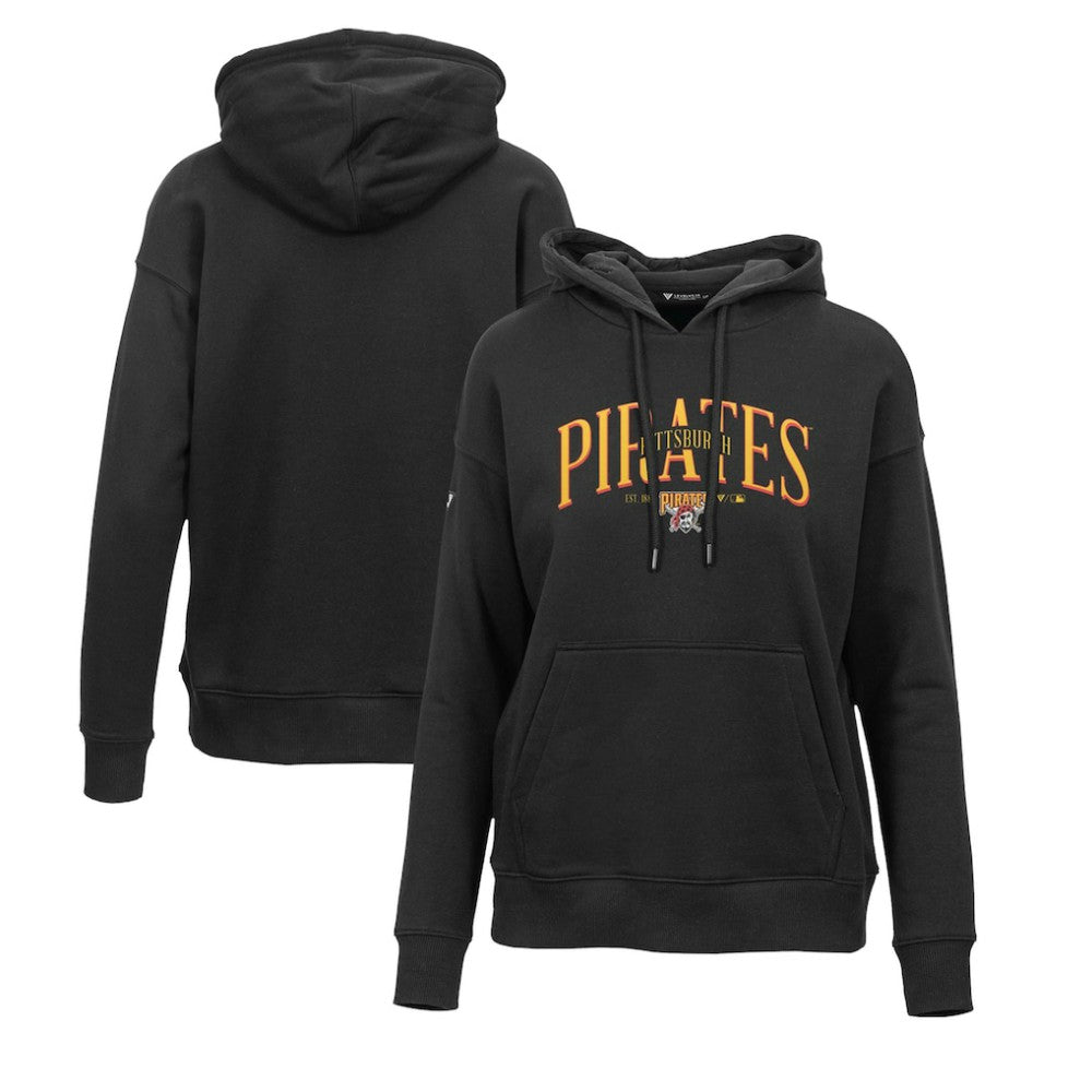 Pittsburgh Pirates Levelwear Women's Adorn Cooperstown Collection Retro Spellout Pullover Hoodie Black