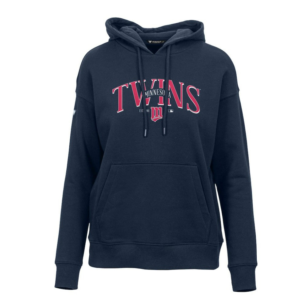 Minnesota Twins Levelwear Women's Adorn Cooperstown Collection Retro Spellout Pullover Hoodie Navy