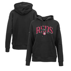 Cincinnati Reds Levelwear Women's Adorn Cooperstown Collection Retro Spellout Pullover Hoodie Black