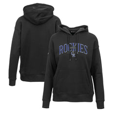 Colorado Rockies Levelwear Women's Adorn Cooperstown Collection Retro Spellout Pullover Hoodie Black