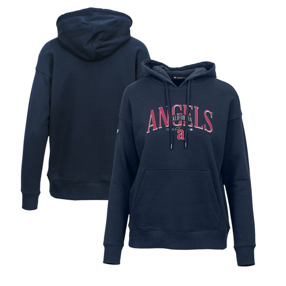 Los Angeles Angels Levelwear Women's Adorn Cooperstown Collection Retro Spellout Pullover Hoodie Navy