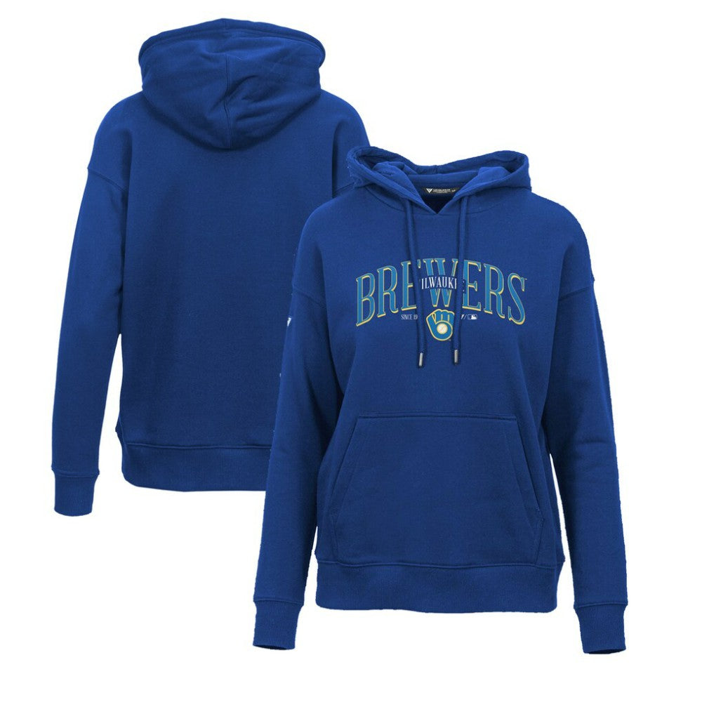 Milwaukee Brewers Levelwear Women's Adorn Cooperstown Collection Retro Spellout Pullover Hoodie Royal