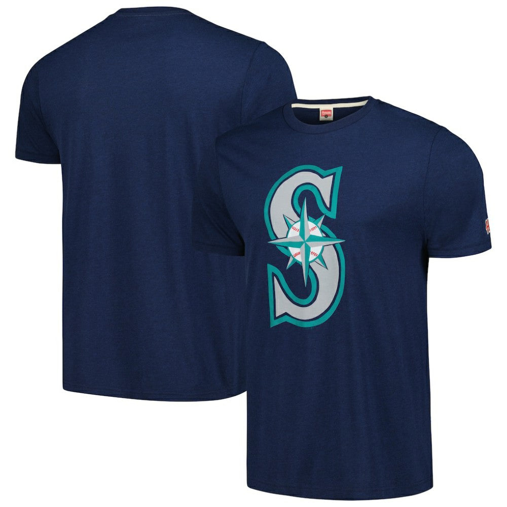 Seattle Mariners Homage Hand-Drawn Logo Tri-Blend T-Shirt Navy