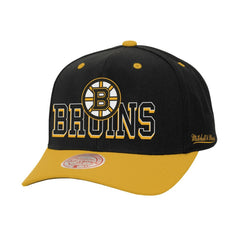 Boston Bruins Mitchell & Ness Backside Script 2-Tone Pro Crown Adjustable Hat Black/Gold