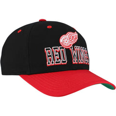 Detroit Red Wings Mitchell & Ness Backside Script Two-Tone Pro Crown Adjustable Hat Black/Red