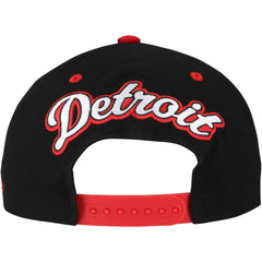 Detroit Red Wings Mitchell & Ness Backside Script Two-Tone Pro Crown Adjustable Hat Black/Red