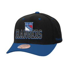 New York Rangers Mitchell & Ness Backside Script 2-Tone Pro Crown Adjustable Hat Black/Blue
