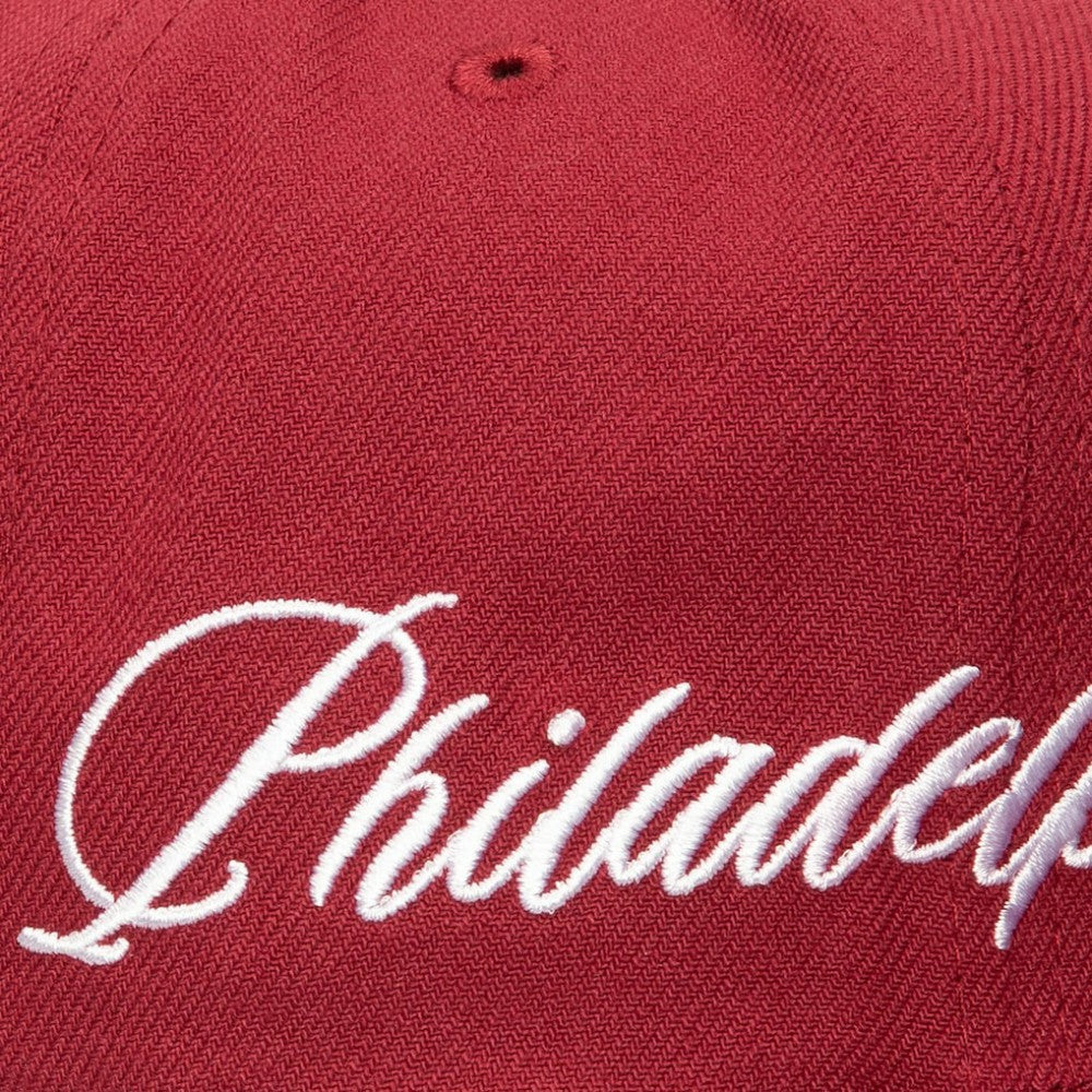 Philadelphia Phillies Just Don x MLB Lux Script Snapback Hat Maroon | Mitchell & Ness