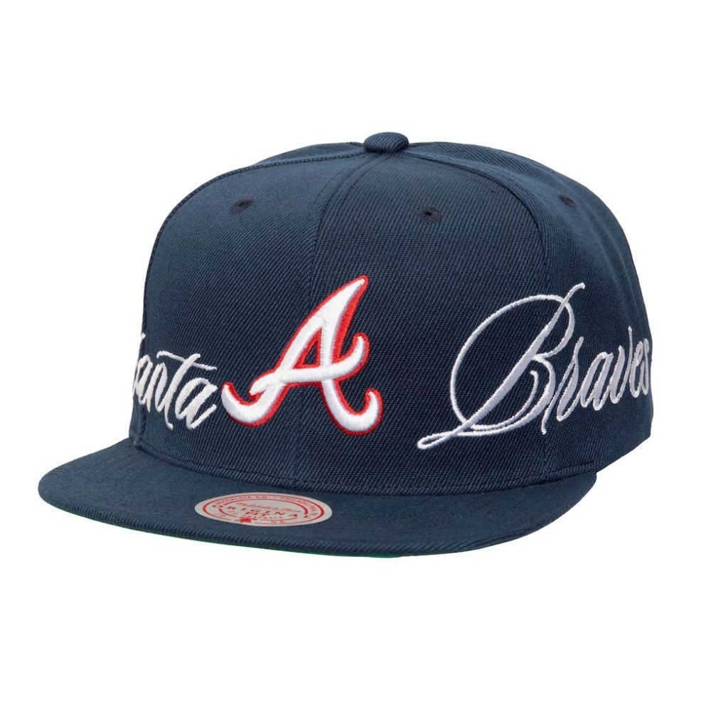Atlanta Braves Just Don x MLB Lux Script Snapback Hat Navy | Mitchell & Ness