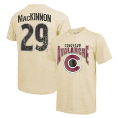 Nathan MacKinnon Colorado Avalanche Majestic Threads Dynasty Name & Number Tri-Blend T-Shirt Cream