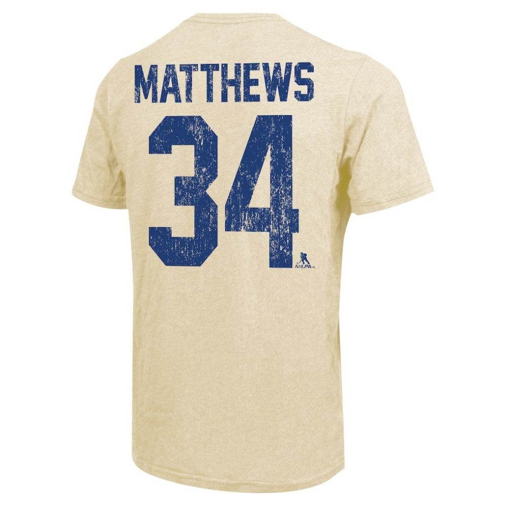 Auston Matthews Toronto Maple Leafs Majestic Threads Dynasty Name & Number Tri-Blend T-Shirt Cream